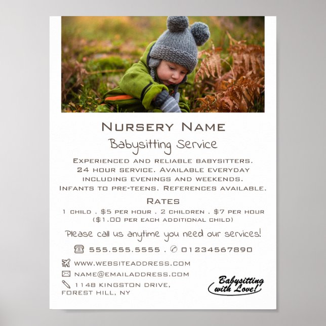 Herbstkind, Babysitter, Tagesbetreuung, Kinderzimm Poster (Vorne)