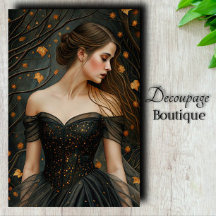 Herbstkönigin Schwarzes Kleid Elegantes Dekor Seidenpapier