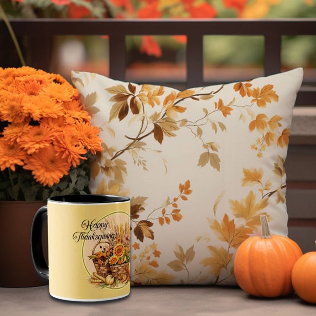 Herbstkorb, Blume, Pumpkins, Mais-Erntedank Tasse (Von Creator hochgeladen)