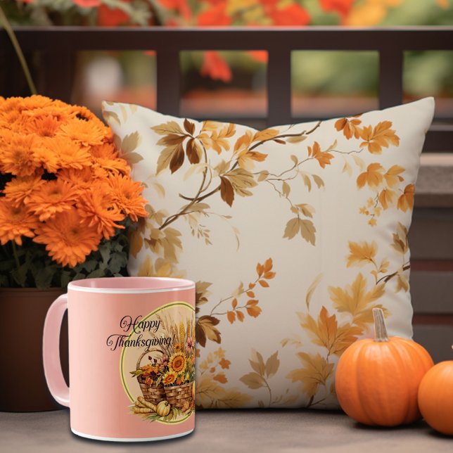 Herbstkorb, Blume, Pumpkins, Mais-Erntedank Tasse (Von Creator hochgeladen)