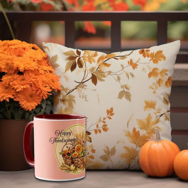Herbstkorb, Blume, Pumpkins, Mais-Erntedank Tasse (Von Creator hochgeladen)