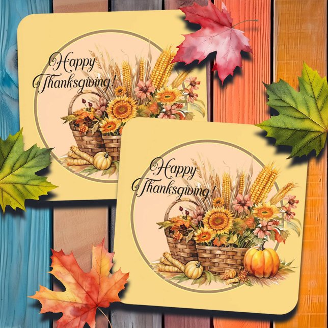 Herbstkorb, Blume, Pumpkins, Mais Getränkeuntersetzer (Von Creator hochgeladen)