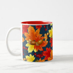 Herbstkörner und Blätter für Eichenbäume Zweifarbige Tasse