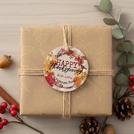 Herbstkranz des Erntedanks mit mehreren Blättern Geschenkanhänger