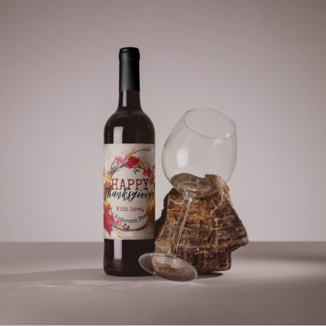 Herbstkranz des Erntedanks mit mehreren Blättern Weinetikett (Von Creator hochgeladen)