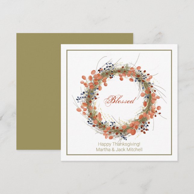 Herbstkranz Personalisierter Erntedank Mitteilungskarte (Vorne/Hinten)