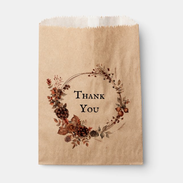 Herbstkranz rustikale Hochzeit danke Geschenktütchen (Vorderseite)