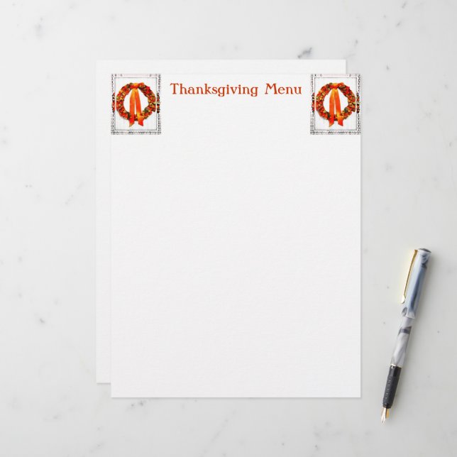 Herbstkranz Thanksgiving-Menü (Vorderseite/Rückseite Beispiel)