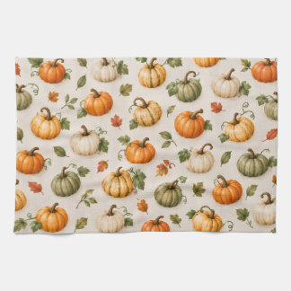 Herbstküche – Kochschürze mit Kürbissen und Herbst Geschirrtuch