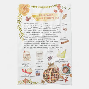 Herbstkuchen   Wasserfarben Rezept Erbstück Geschirrtuch