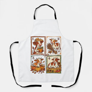 Herbstkuh-Quartett Vintage-Patchwork-Bauernhof-Shi Schürze