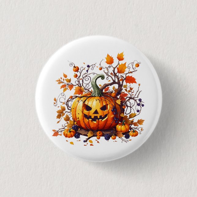 Herbstkürbis Button (Vorderseite)