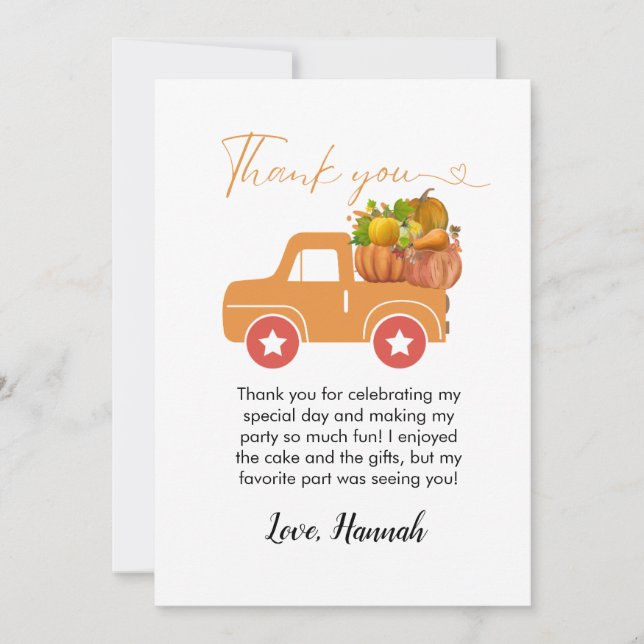 Herbstkürbis Geburtstag dank Karte (Vorderseite)
