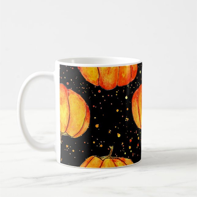 Herbstkürbis, Halloween-Druck Kaffeetasse (Links)