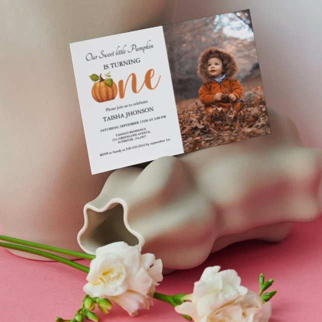 Herbstkürbis Herbst erste Geburtstagsparty Einladung (Von Creator hochgeladen)