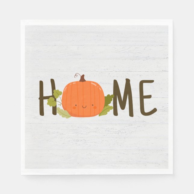 Herbstkürbis mit Heimtext Serviette (Vorderseite)