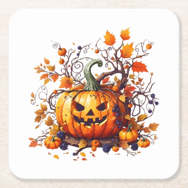 Herbstkürbis Rechteckiger Pappuntersetzer (Vorderseite)