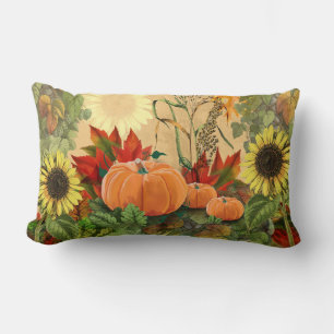 Herbstkürbis und Sonnenblumen Lendenkissen