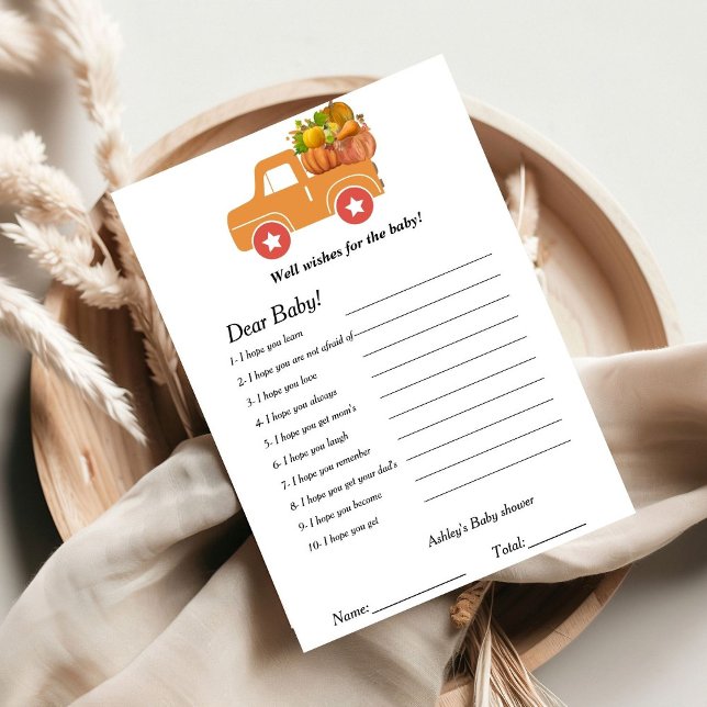 Herbstkürbis: Wohlwünsche für das Baby-Duschspiel Einladung (Von Creator hochgeladen)