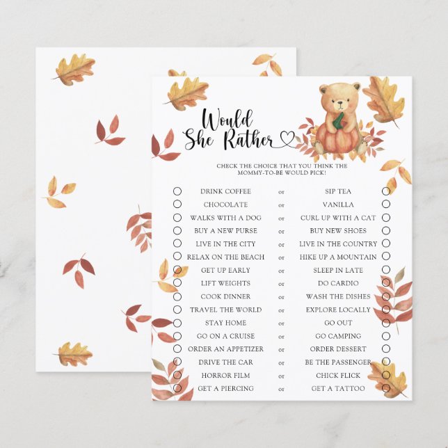 Herbstkürbis / Würde sie eher Baby-Duschspiel (Vorne/Hinten)