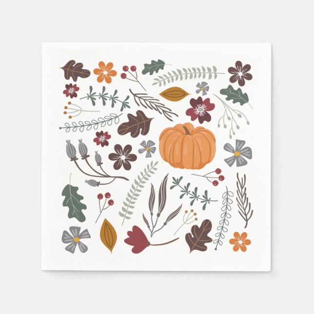 Herbstkürbis zeitgenössisches grafisches Muster Serviette (Vorderseite)