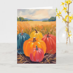 Herbstkürbisse Herbstlandschaft Aquarellkunst Karte