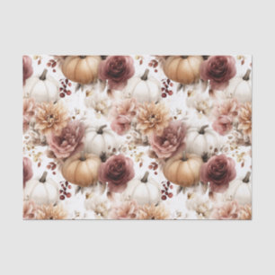 Herbstkürbisse und Blumen Herbstmuster Decoupage Seidenpapier