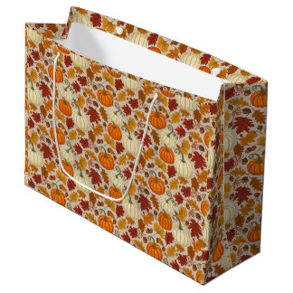 Herbstkürbisse und Herbstlaub-Geschenktasche Große Geschenktüte