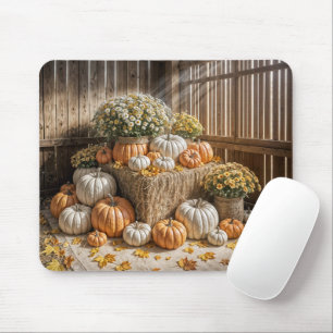 Herbstkürme auf einem Heuballen Mousepad