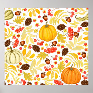 Herbstkürme, Eichhörnchen, Vintager Hintergrund. Poster