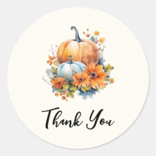 Herbstkürme mit Blume und Folien Vielen Dank Runder Aufkleber