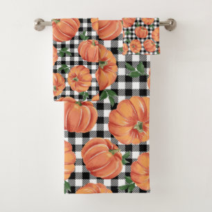 Herbstkürme mit schwarzem und weißem Gingham Fall Badhandtuch Set