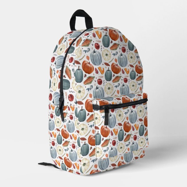 Herbstkürme und Herbstleaves Muster Bedruckter Rucksack (Rückseitige Ecke links)