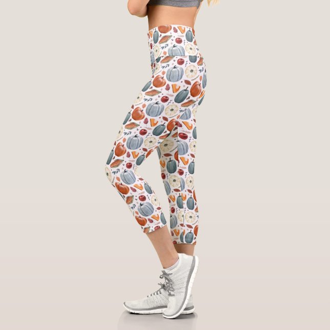 Herbstkürme und Herbstleaves Muster Capri Leggings (Links)