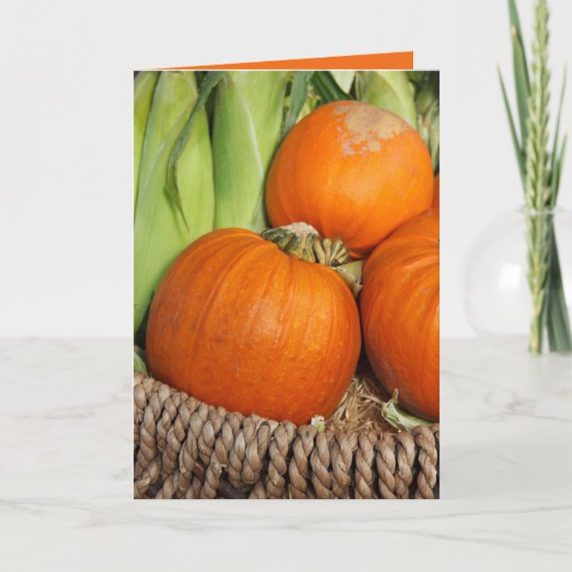 Herbstkürme und Stalks von Mais in Korb Karte (Vorderseite)