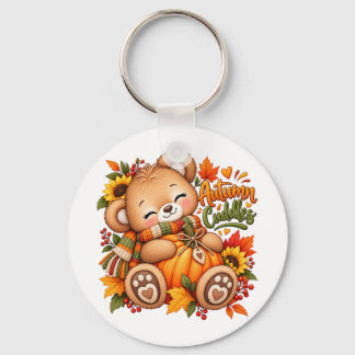 Herbstkuschel-Teddybär-Kürbis-Baby- und Kinderklei Schlüsselanhänger