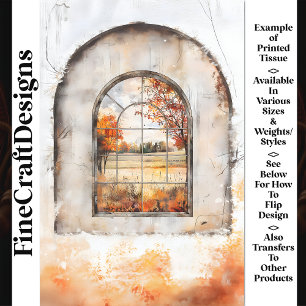 Herbstlandschaft durch Bogenfenster AM9 Decoupage Seidenpapier