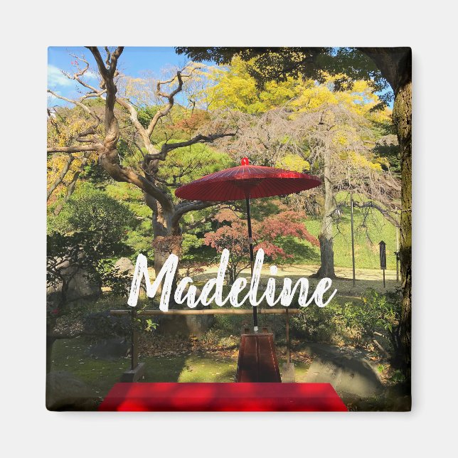 Herbstlandschaft im japanischen Garten Magnet (Vorne)