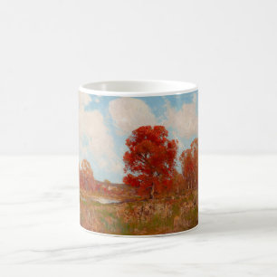 Herbstlandschaft (ländliche Szene im Herbst) (Rote Kaffeetasse