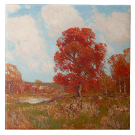 Herbstlandschaft (Landschaft im Herbst) (Rote Bäum Fliese