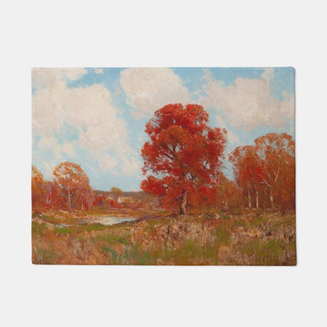 Herbstlandschaft (Landschaft im Herbst) (Rote Bäum Fußmatte (Vorderseite)