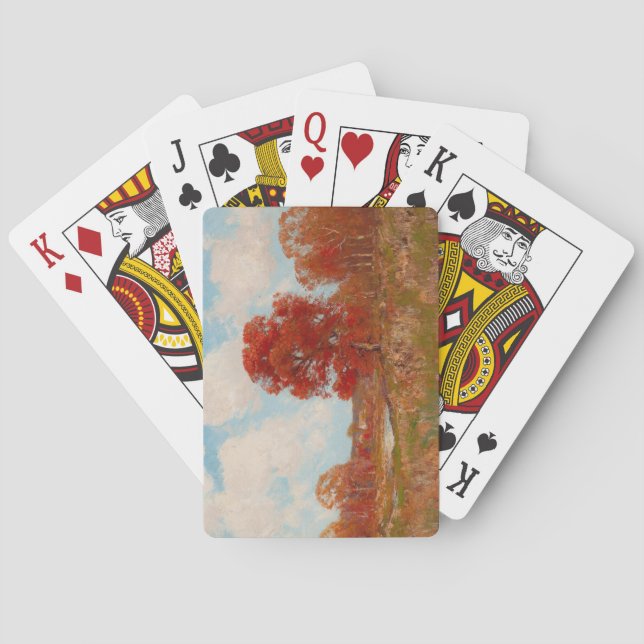 Herbstlandschaft (Landschaft im Herbst) (Rote Bäum Spielkarten (Rückseite)