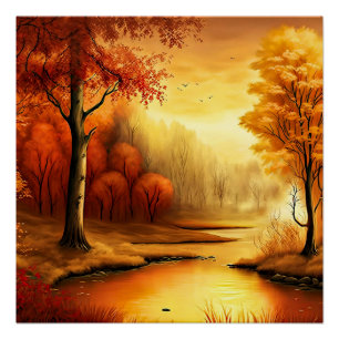 Herbstlandschaft Malerei-2 Poster
