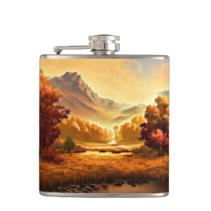 Herbstlandschaft Malerei-68754 Flachmann