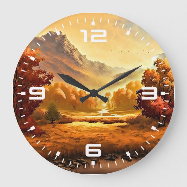 Herbstlandschaft Malerei-68754 Große Wanduhr (Vorderseite)
