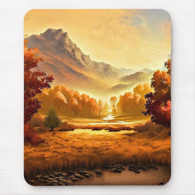 Herbstlandschaft Malerei-68754 Mousepad (Vorne)