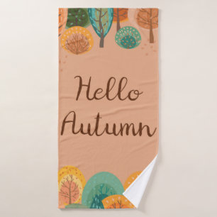 Herbstlandschaft mit abstrakter handgezeichneter E Badehandtuch