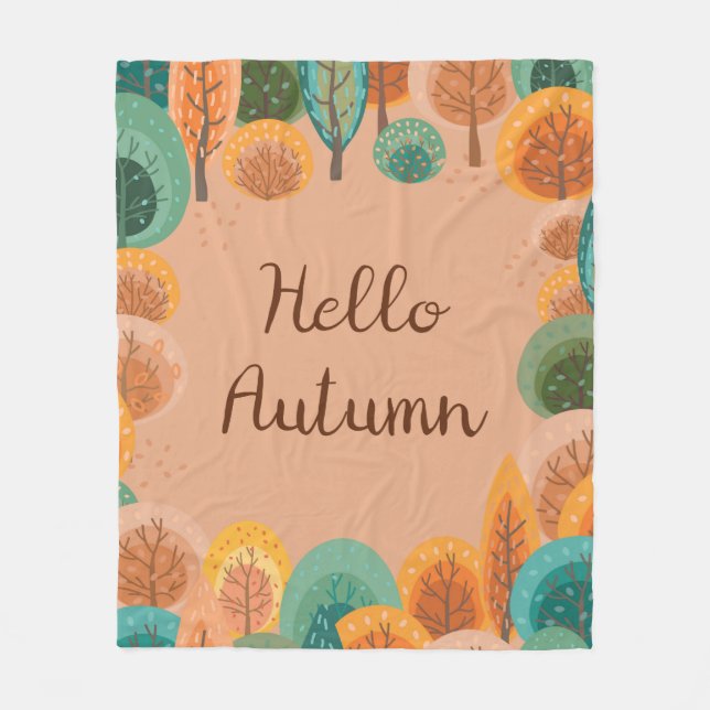 Herbstlandschaft mit abstrakter handgezeichneter E Fleecedecke (Vorderseite)