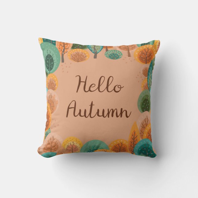 Herbstlandschaft mit abstrakter handgezeichneter E Kissen (Vorderseite)