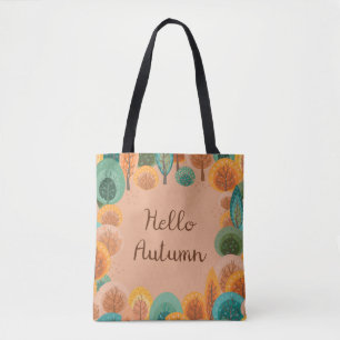 Herbstlandschaft mit abstrakter handgezeichneter E Tasche